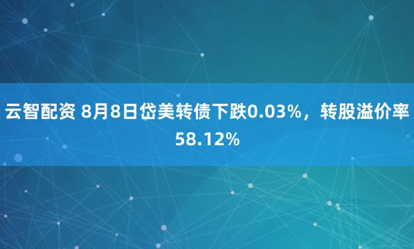 云智配资 8月8日岱美转债下跌0.03%，转股溢价率58.12%